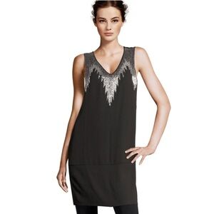 H&M beaded V-neck sleeveless shift dress size 6